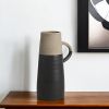 10" Black And Natural Color Block Cylinder Ceramic Jug Vase