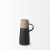 10" Black And Natural Color Block Cylinder Ceramic Jug Vase