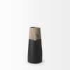 10" Black And Natural Color Block Cylinder Ceramic Jug Vase