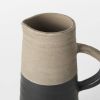 10" Black And Natural Color Block Cylinder Ceramic Jug Vase