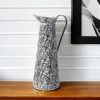 20" Black And White Cylinder Metal Urns Jars