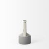 9" Gray And White Ceramic Cylinder Table Vase