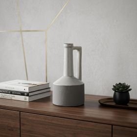 9" Gray And White Ceramic Cylinder Table Vase