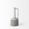 13" Gray And White Cylinder Ceramic Urns Jars