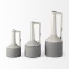 13" Gray And White Cylinder Ceramic Urns Jars