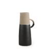 14" Black and Natural Ceramic Decorative Jug