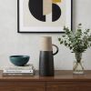 14" Black and Natural Ceramic Decorative Jug