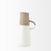 14" White and Natural Ceramic Decorative Jug