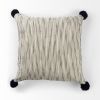 Beige And Midnight Pom Pom Square Accent Pillow Cover