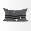 Dark Gray Detailed Lumbar Throw Pillow Cover