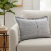 Light Gray Fringed Lumbar Throw Pillow Cover