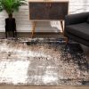 7' X 9' Ivory And Navy Retro Modern Area Rug