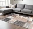 8' X 11' Beige and Ivory Patchwork Shag Area Rug