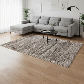 7' X 9' Ivory And Brown Retro Mod Area Rug