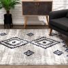 7' X 9' Gray And Navy Boho Chic Area Rug