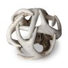 5" Off White And Brown Resin Faux Antler Decorative Orb