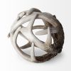 5" Off White And Brown Resin Faux Antler Decorative Orb