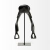 17" Black Metal And Resin English Horse Saddle Tabletop Sculpture