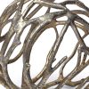 7" Antiqued Gold Rustic Tree Branch Aluminum Orb Tabletop Sculpture
