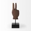 13" Brown Fabric Hand Tabletop Sculpture