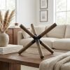 6" Brown Metal And Wood Modern Abstract Tabletop Sculpture