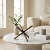 6" Brown Metal And Wood Modern Abstract Tabletop Sculpture
