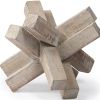 6" Light Brown Solid Wood Geometric Tabletop Sculpture