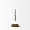 12" White and Gold Wood and Metal Abstract Beaded Tabletop Sculpture