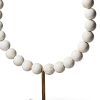 16" White and Gold Wood and Metal Abstract Beaded Tabletop Sculpture