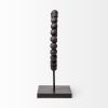 16" Black Wood and Metal Abstract Beaded Tabletop Sculpture