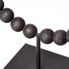 16" Black Wood and Metal Abstract Beaded Tabletop Sculpture