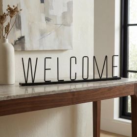 24" Black Metal Welcome Sign Tabletop Sculpture