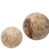 Set of Three 5" Brown Solid Wood Decorative Orb