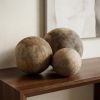 Set of Three 5" Brown Solid Wood Decorative Orb