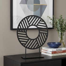 11" Black Metal Geometric Circle Tabletop Sculpture