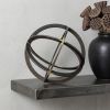 9" Black Metal Round Tabletop Sculpture