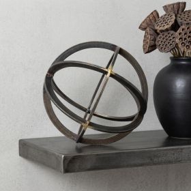 9" Black Metal Round Tabletop Sculpture