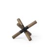 5" Brown Metal And Wood Modern Abstract Tabletop Sculpture