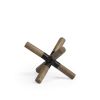 5" Brown Metal And Wood Modern Abstract Tabletop Sculpture