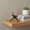 5" Brown Metal And Wood Modern Abstract Tabletop Sculpture