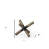 5" Brown Metal And Wood Modern Abstract Tabletop Sculpture