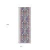 12' Blue And Ivory Oriental Runner Rug