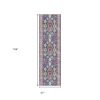 13' Blue And Ivory Oriental Runner Rug