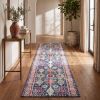 15' Blue And Ivory Oriental Runner Rug
