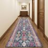 15' Blue And Ivory Oriental Runner Rug
