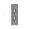 15' Blue And Ivory Oriental Runner Rug
