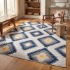 6' X 9' Blue Ikat Kilim Area Rug