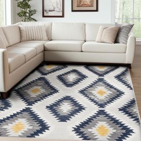 6' X 9' Blue Ikat Kilim Area Rug