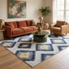 6' X 9' Blue Ikat Kilim Area Rug
