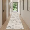 10' Gray And Ivory Geometric Runner Rug